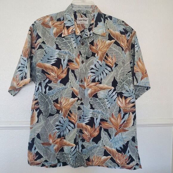 Cooke Street Shirt Honolulu Reverse Print Leaves Hawaiian Button Down Mens L - Picture 2 of 15
